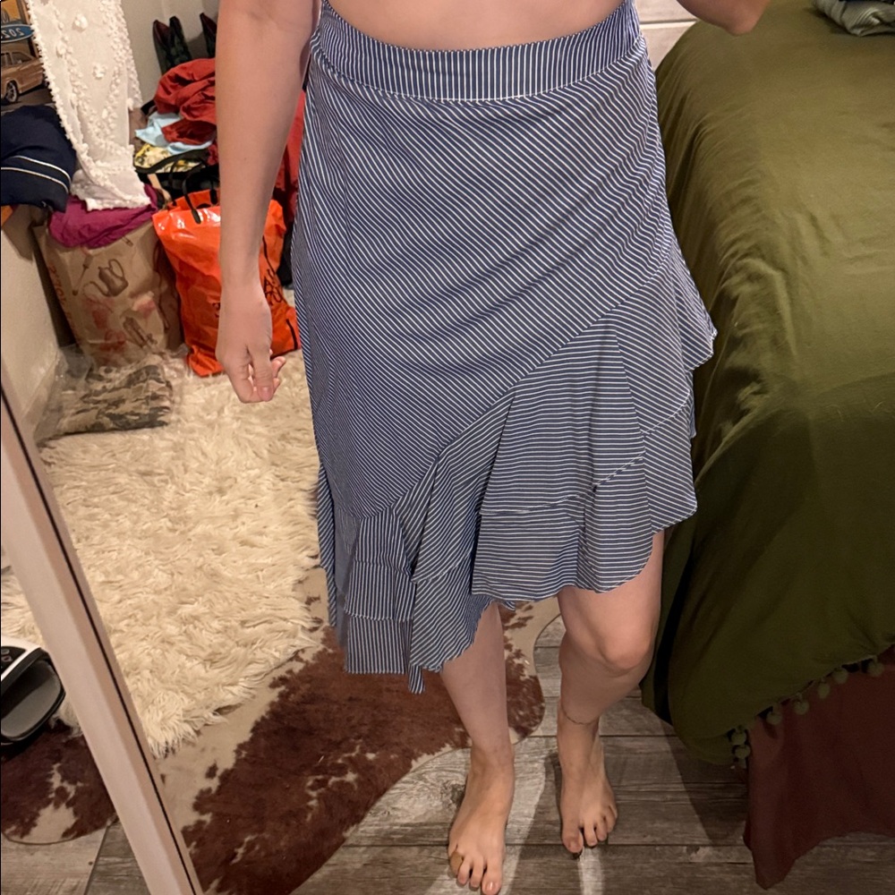 Striped Blue Wrap Skirt